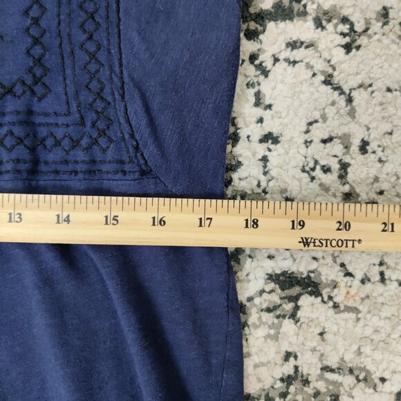 Ella Moss Women's Blouse Size M Blue Cotton Modal Embroidered Summer Lightweight - Picture 6 of 7